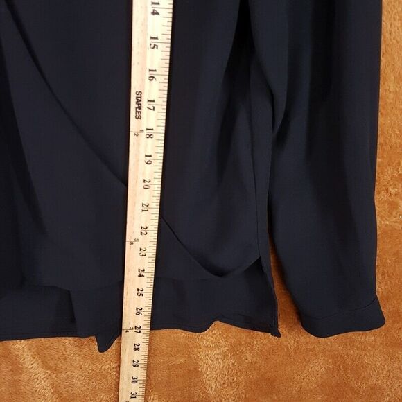 MICHAEL KORS Womens Top Small Black Surplice Wrap Lace Shoulder Hi Lo Blouse - Picture 5 of 8